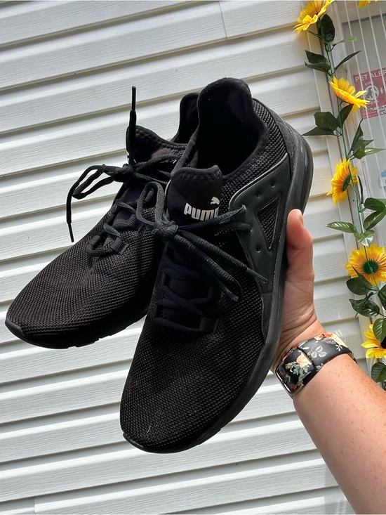 Puma Shoes - Puma Black Mesh Lace-Up Athletic Sneakers